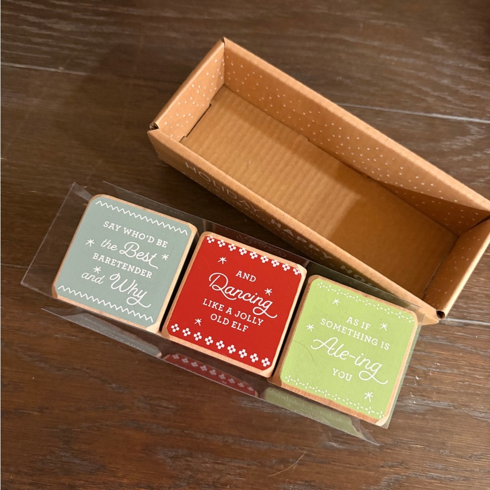 Holiday Happy Hour Party Game Dice Set - Red, Green, Gray - Picture 4 of 7